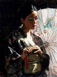 Fabian Perez Fabian Perez Michiko with White Umbrella-Hair Up